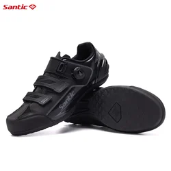 Santic Cycling Shoes Non-lock Men's Non-lock Breathable Hook & Loop Mountain Bike Flats WS23042