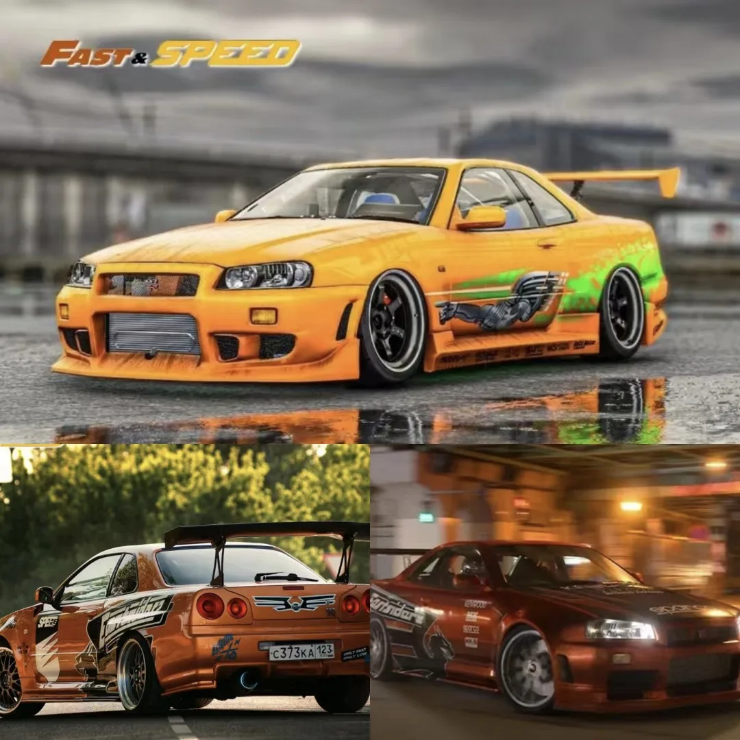 Fast Speed FS 1:64 NISSAN GTR R34 Z-Tune NFS Collection die cast alloy car model decoration gift