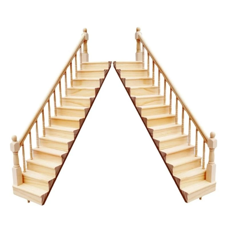 

23GD Unpainted Wooden Steps Pair For 1/12 Scale Assembly Crafting And Creative