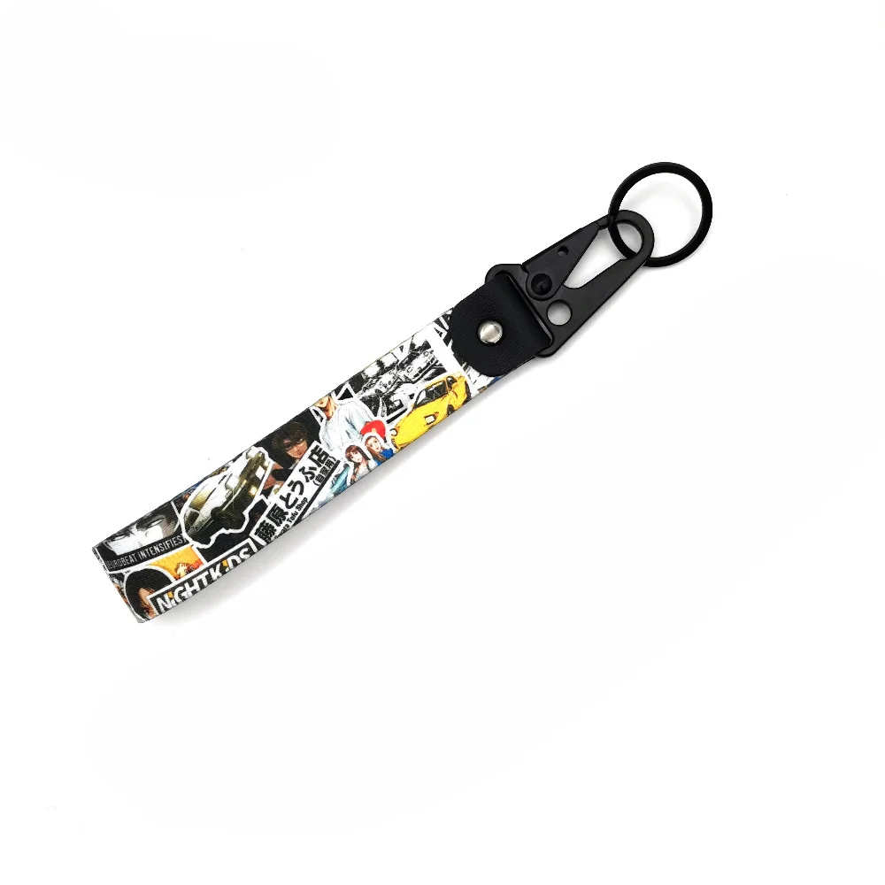 Neueste jdm Stil Auto Schlüssel bund Nylon Initiale d Geschenk Lanyard Schlüssel ring Auto Schlüssel Stahl Feder clip Schlüssel Starp Schlüssel Anhänger