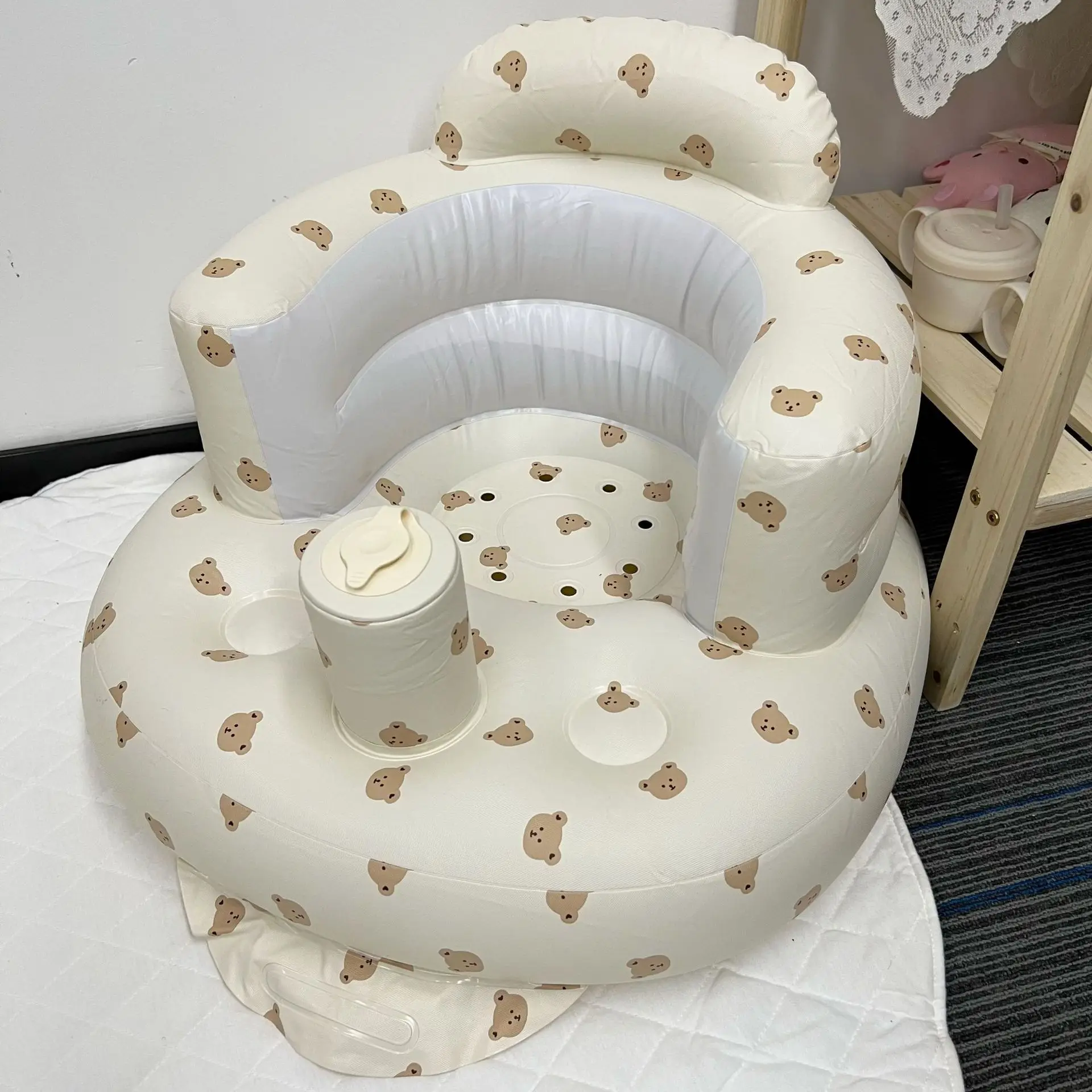 Aprende a sentarse en una silla, sofá inflable para bebé, artefacto para sentarse y ponerse de pie, entrena los niños a aprender a hacer un asiento.