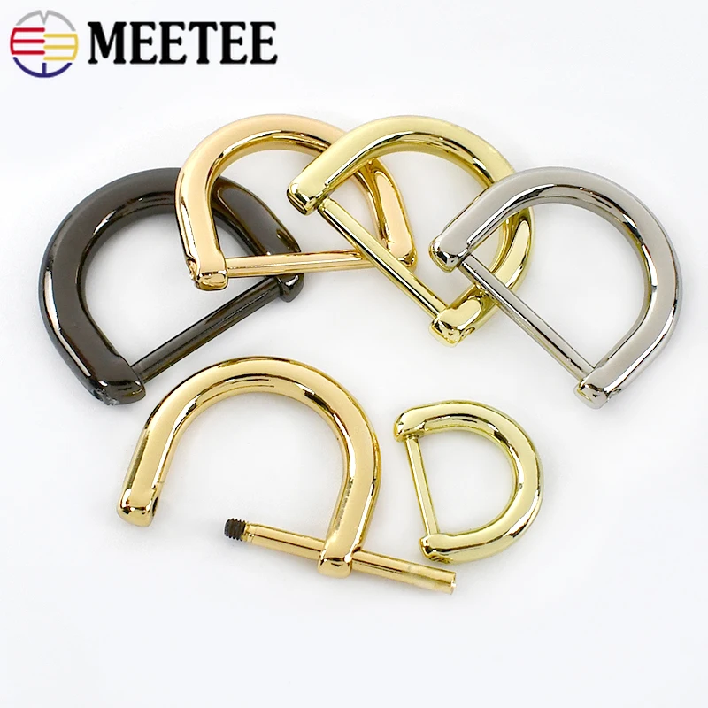 

10Pcs Meetee 13-25mm Metal D Ring Buckle Removable Screw Clasp Bag Strap Adjust Hook Webbing Belt Connector Hardware Accessories