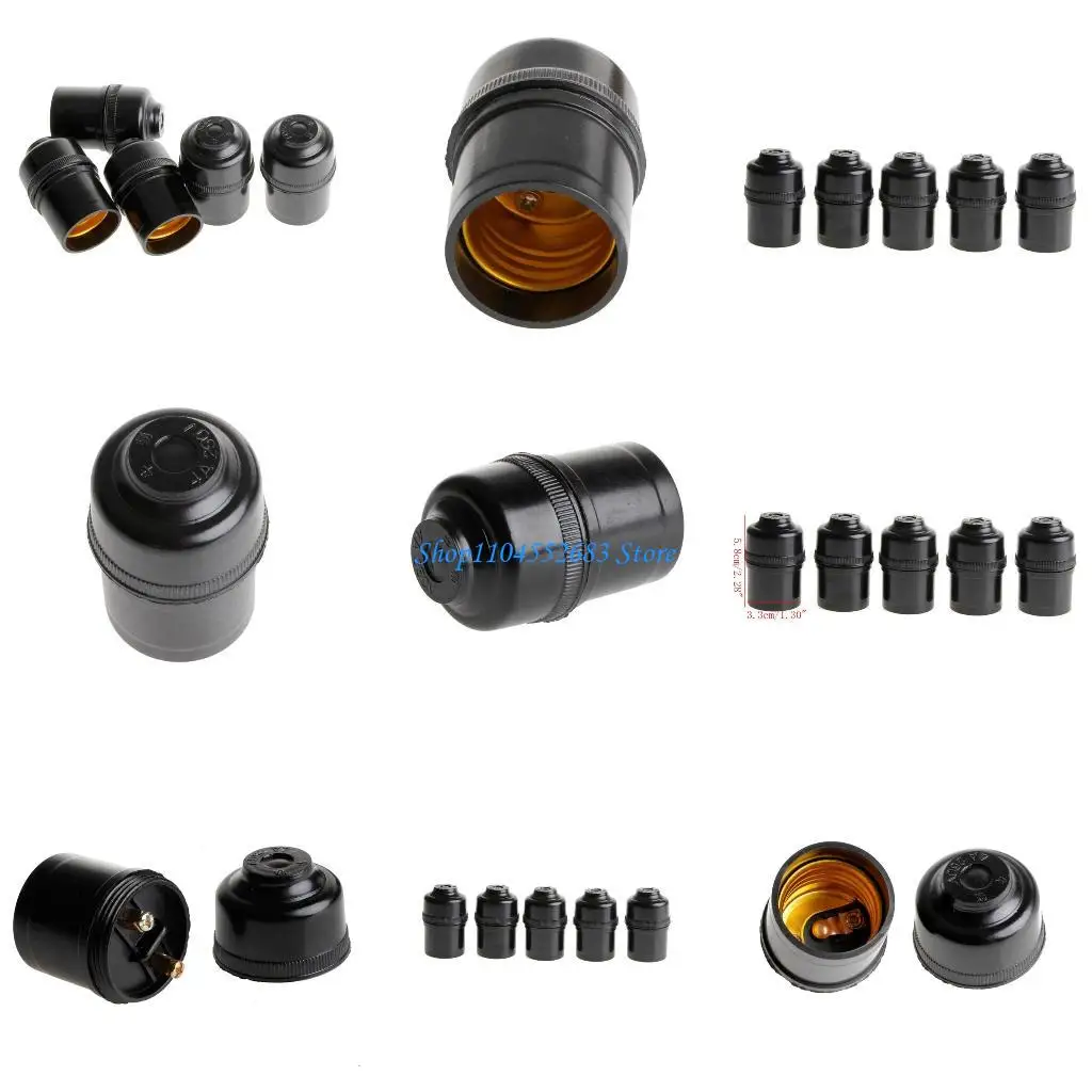 

Y6GD Набор из 5 черных пластиковых цоколей для ламп. Держатели диодов для светодиодных ламп. Черные лампочки E27. Цоколь лампы.