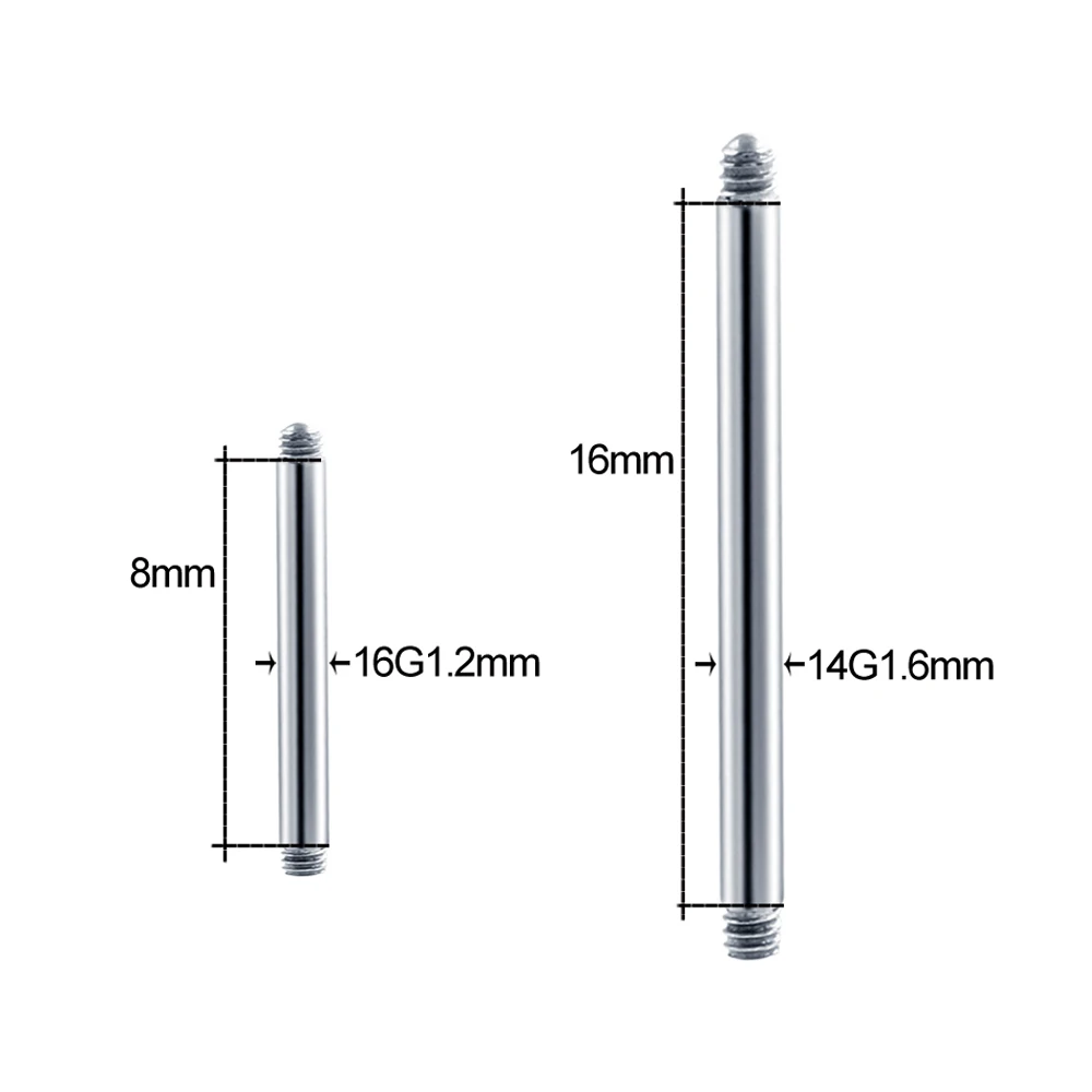 Piercing de barra de titanio G23, 10 piezas, accesorios de repuesto para anillo de lengua, barra para Piercing de oreja, accesorios de joyería
