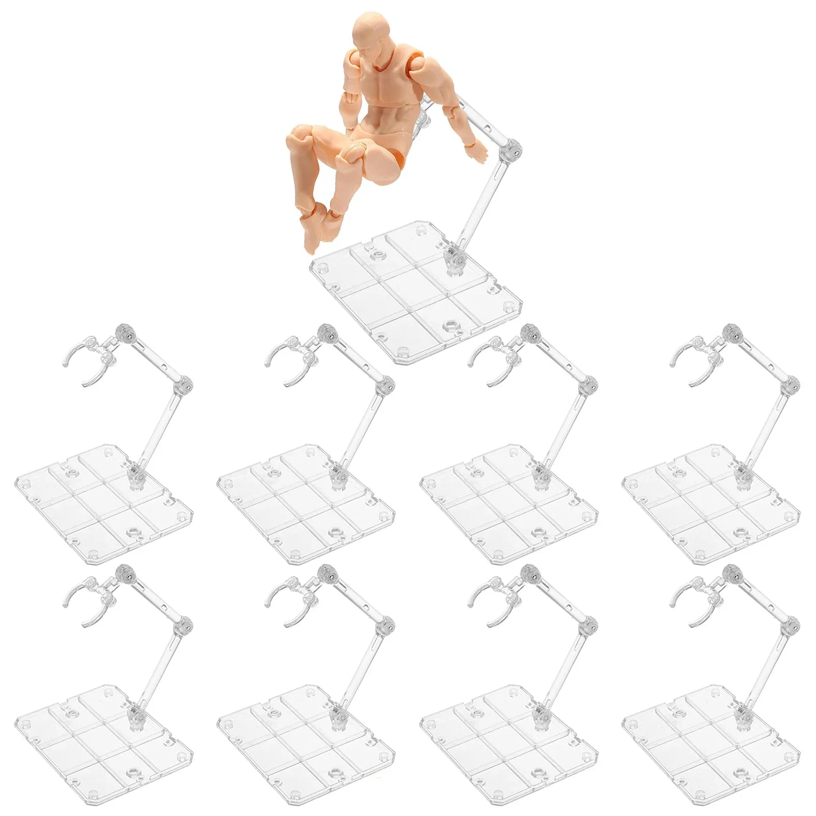 yesAction Figure Display Stand Adjustable Holder Sturdy Base Clear Doll Model Support Stand for 6 in HG RG SD SHF Gundam 1/144 T