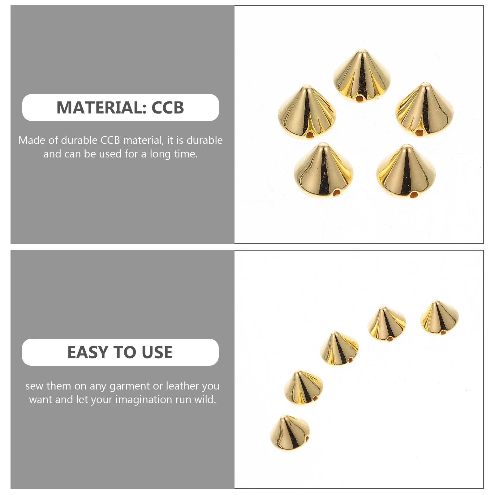 

200pcs Sewing Clothing Accessories Cone Spikes Studs Beaded Spike Charms Rivets Ccb Punk DIY Craft Supplies