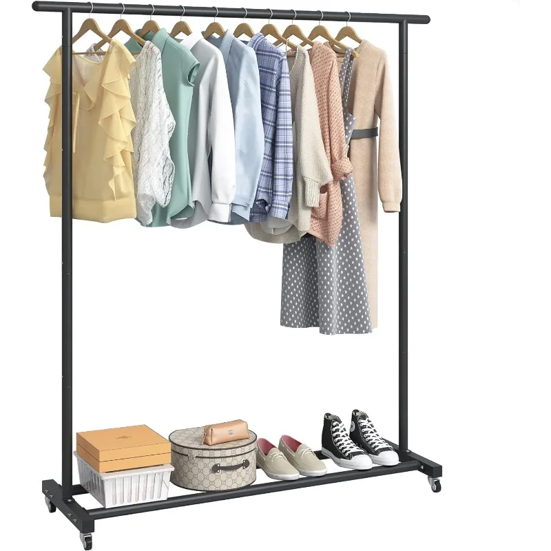 

Clothing Rack Clothes Rack Standard Rod Simple Rolling Metal Garment Rack Organizer Freestanding Hanger with Wheels