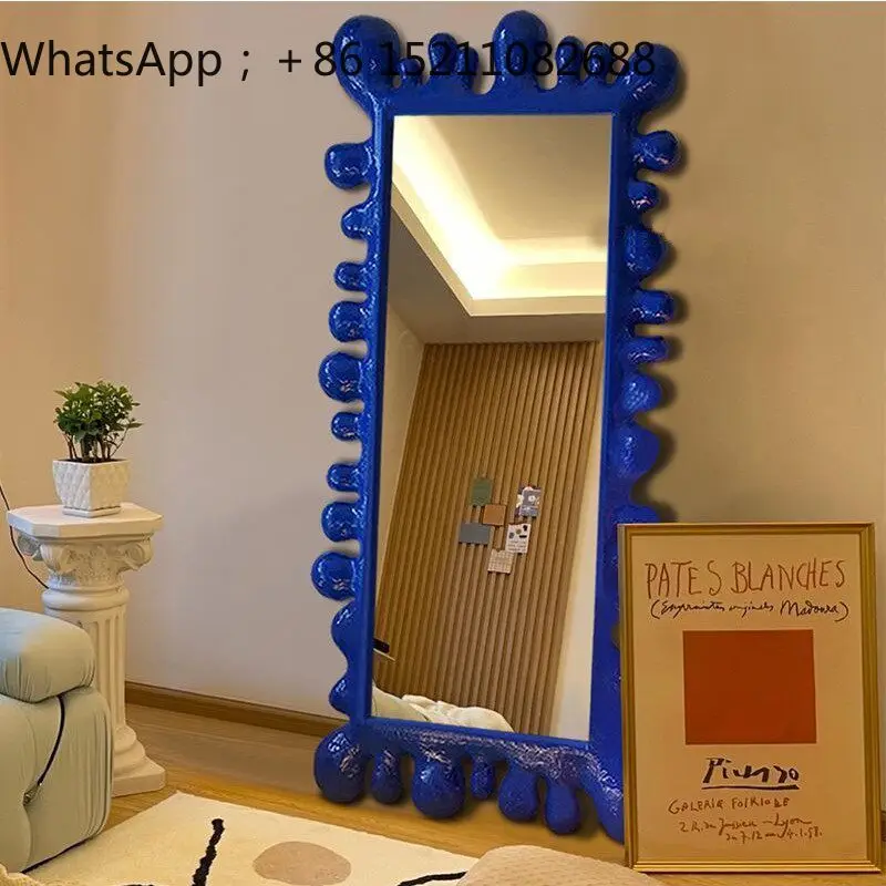 SCY Klein blue creative art full-length mirror household special-shaped irregular full-length mirror