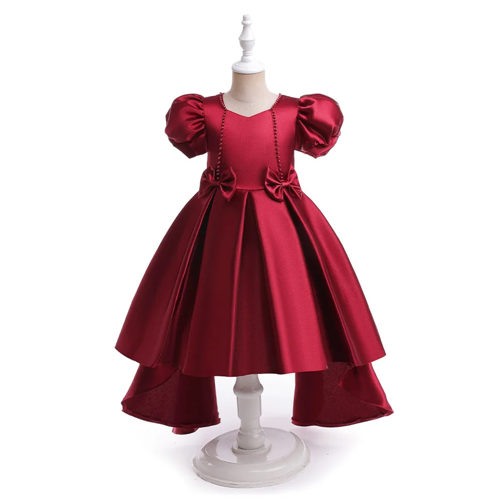 

LZH Solid Girls Princess Dress Children Costume Elegant Kids Trailing Christmas Party Dresses For Girl Wedding Evening Vestidos