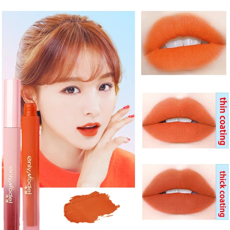 Velvet Orange Lipstick Brighten Skin Matte Lipsticks Waterproof Long Lasting Lip Stick Lip Tint Women Korean Cosmetic Lip Glaze