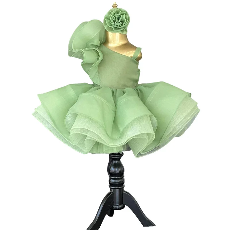 

Baby Girl's 1st Birthday Princess Dress - Green Tulle Minimalist Design Tutu Gown for Party Photo Shoot Baby Girl Dress for Kids