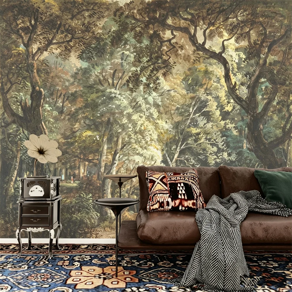 custom Mural Retro Forest Wallpaper for Living Room Sofa Television TV Background Home Decor 3D art tree wall papers home decor