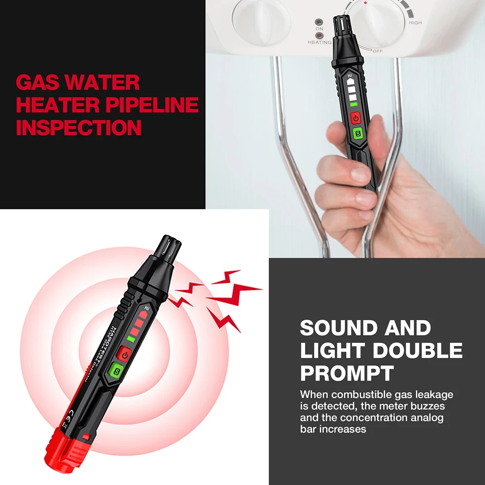 Pen Type Gas Leak Detector High-precision Portable Gas Sniffer to Locate Gas Leak of Combustible Gas with Audible & Visual Alarm