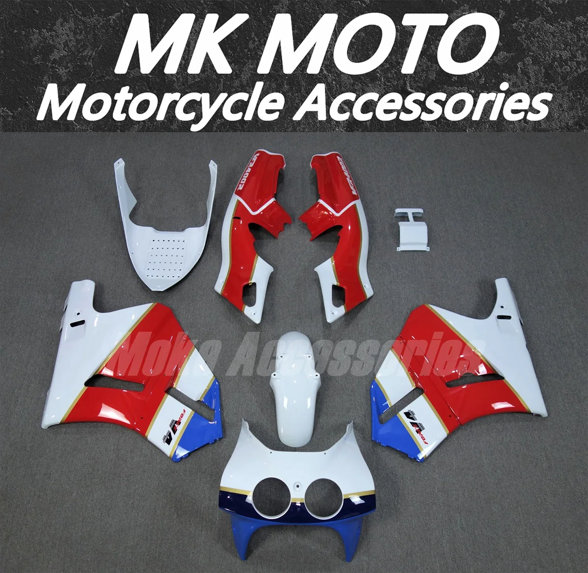

Комплект обтекателей для мотоцикла, подходящий для VFR400 NC30 1989 1990 V4, комплект кузовных работ, высокое качество, инъекция ABS, белый, синий