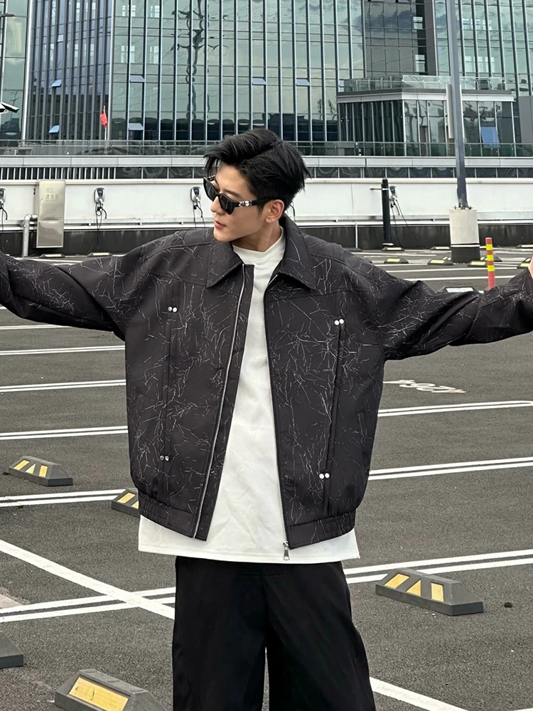 

Мужская демисезонная куртка Bla Pleated Rivet в американском пилотском стиле, с отложным воротником, в бейсбольном стиле, Cleanfit