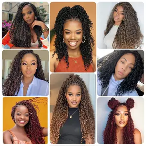 Faux locs sintético crochê cabelo 14 polegada pré looped deusa locs crochê cabelo com extremidades encaracoladas extensões de cabelo de crochê para mulher 8 principais vendas cabelo 14 inches cacheado - №4
