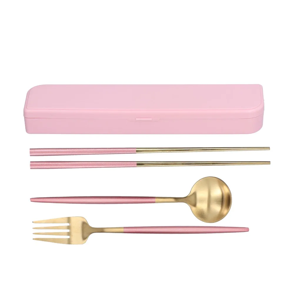 1Set Rustless Steel Tableware Set Mirror Polished Smooth Flatware Set Ergonomic Handle Multiple Color Utensil Combo Family