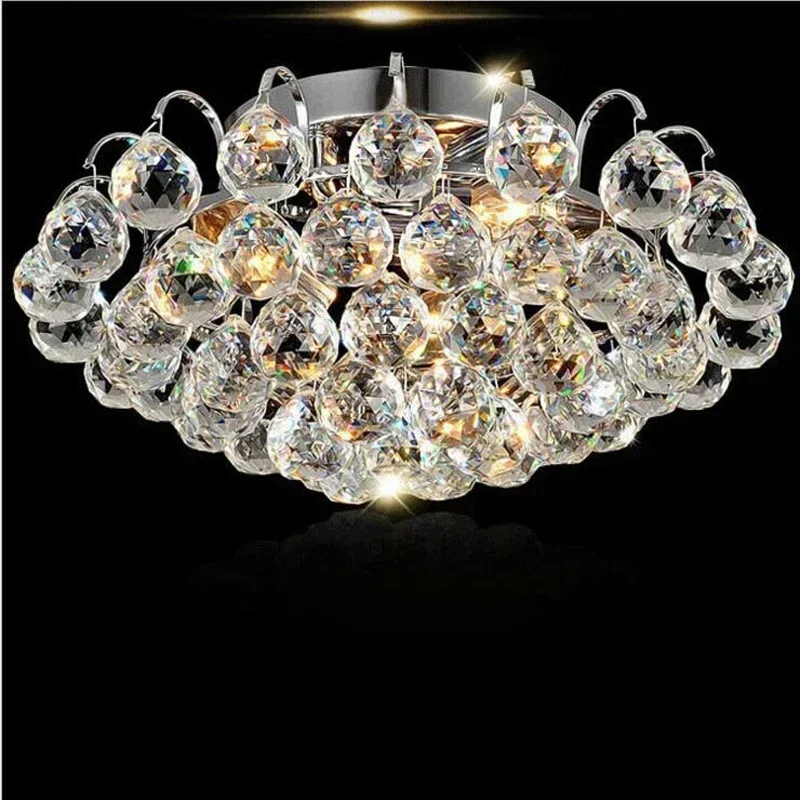 Golden Lamps Living Room Lamp Hotel Lighting LED Transparent Crystal Ceiling lighting Silver or Glden Frame Fixture Home De