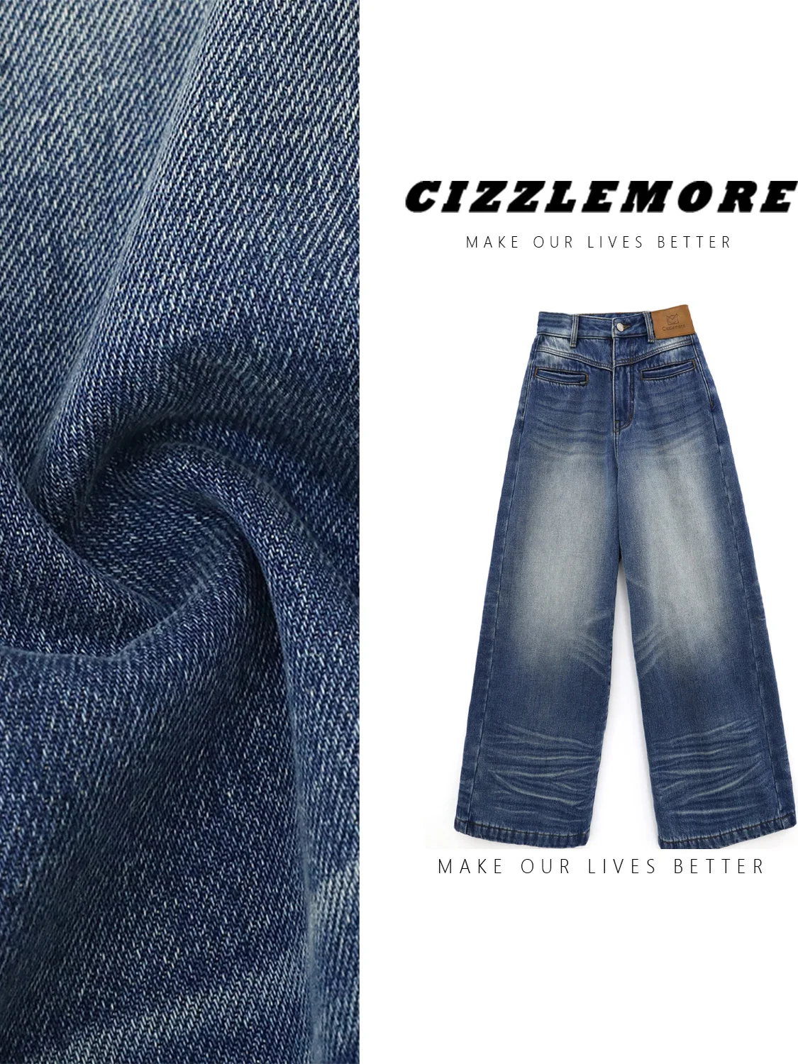 

Cizzlemore зауженные 3D широкие джинсы с завышенной талией, плиссированные по бокам, свободные женские джинсы, зимние хлопковые джинсы с талией