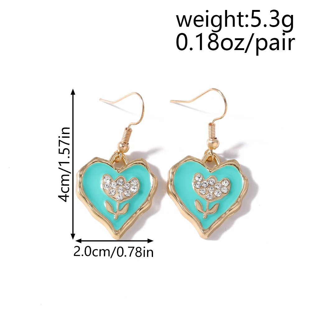 Aihua Romantische Niedliche Rosenblüten-Herz-Ohrringe für Frauen Bunte Kristall-Herz-Ohrringe Freundin Mode-Schmuck-Accessoires – Detail 6