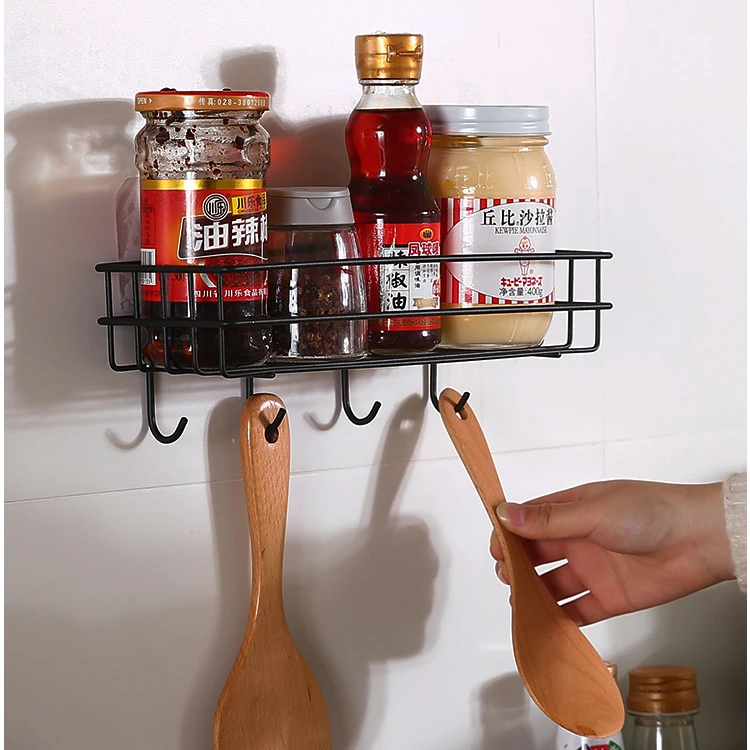 HOShelves-Boîte de rangement murale sans poinçon, étagère de douche, panier de cuisine, accessoires HOShelf