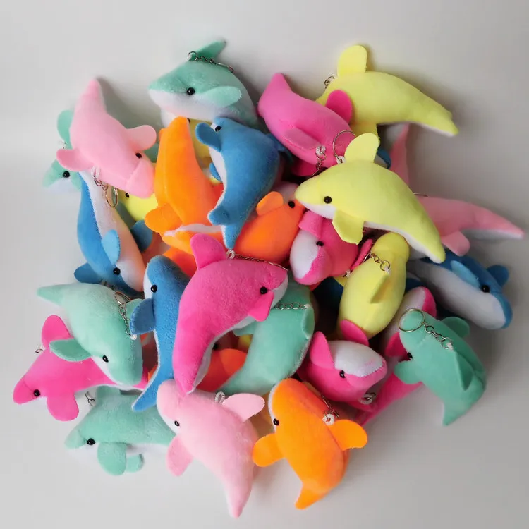 50Pcs Cute Dolphin Plush Doll Keychain Animal Key Rings For Women Bag PendantS Wedding Party Birthday Gifts