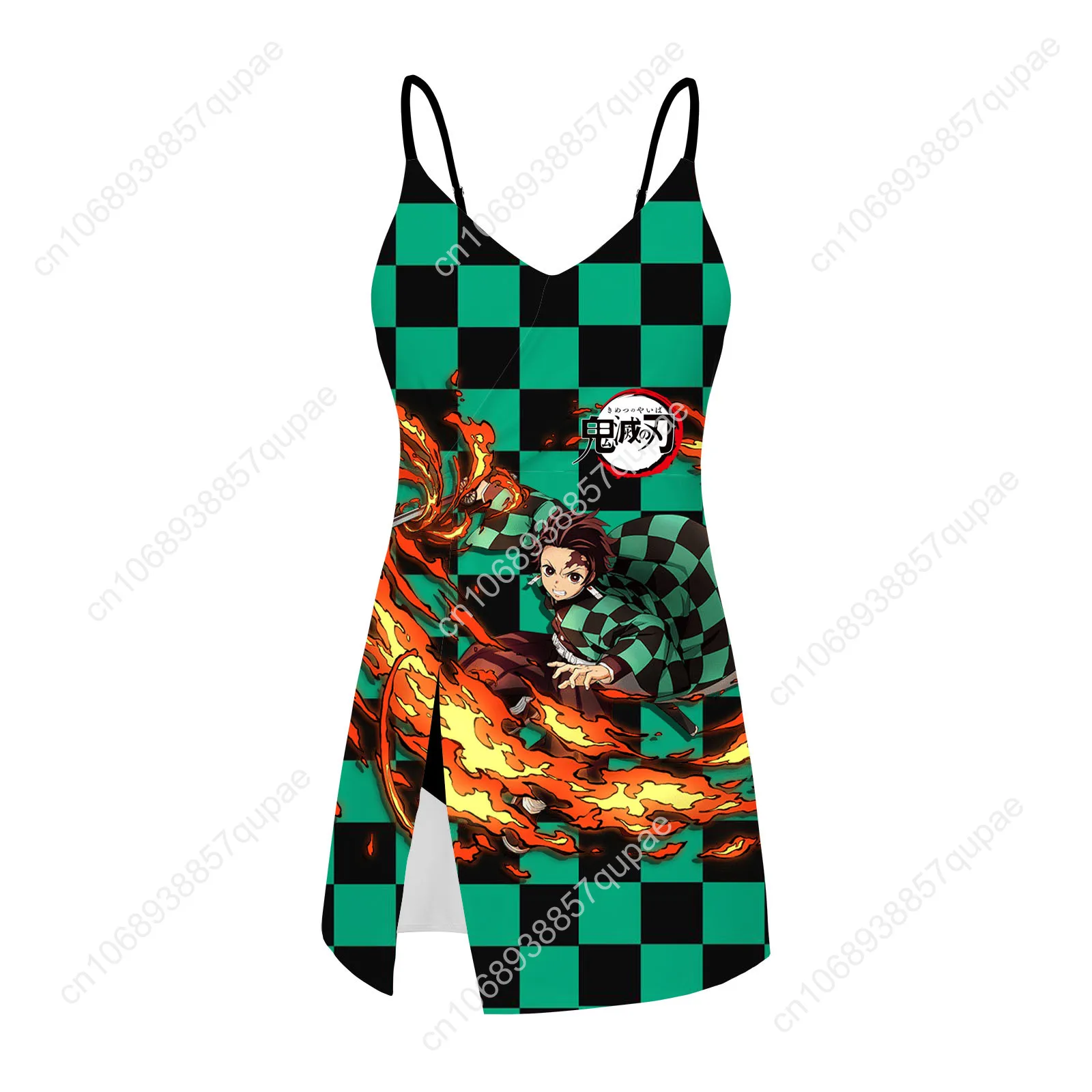 

Kimetsu No Yaiba Tanjiro Nezuko Sling Dress Swimsuit Womens Bathing Suits Fashion Swimwear Pool Party Beach Bikini Beachwear