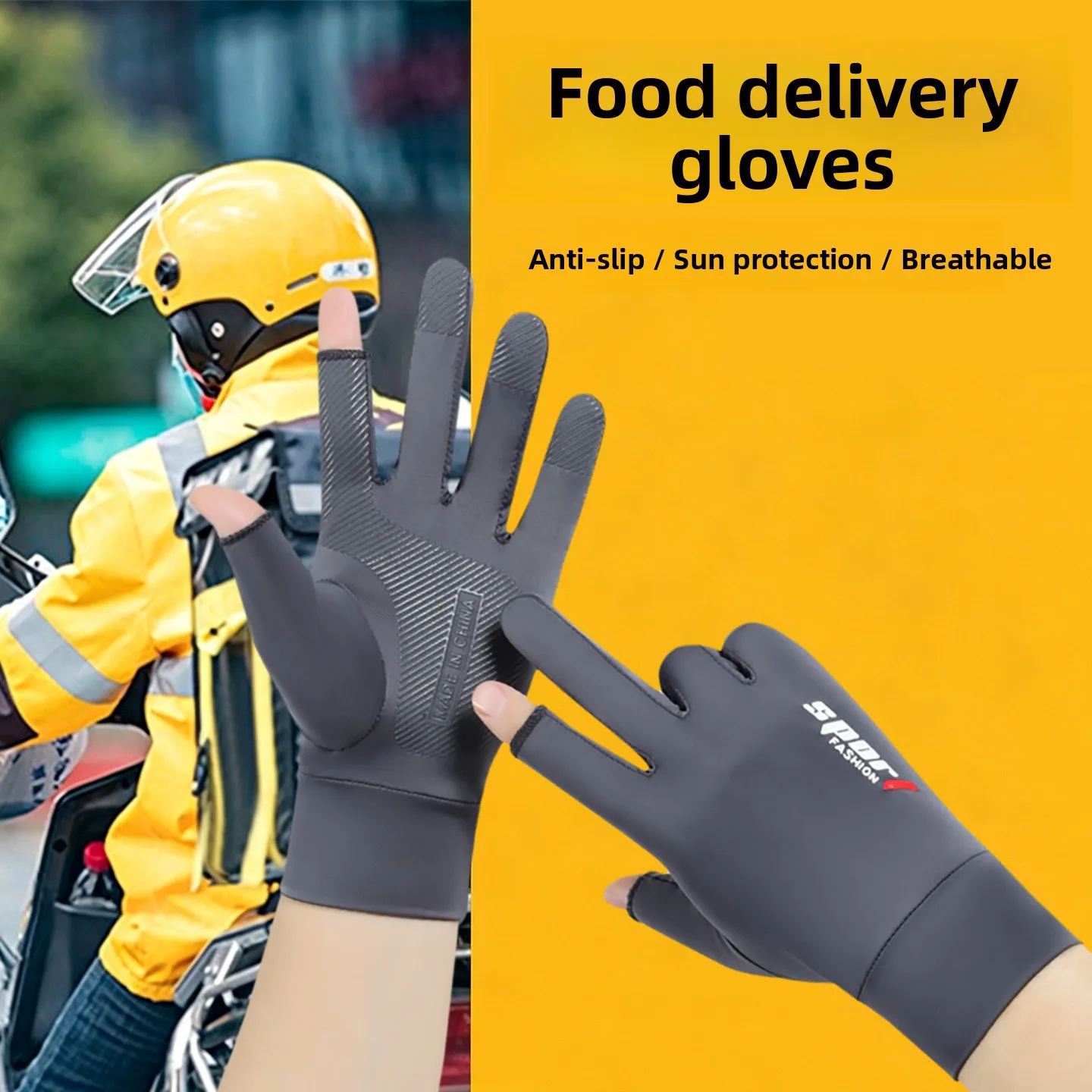 Men's Touchscreen Gloves for Delivery Riders Summer Breathable Wear Resistant Outdoor Cycling Driving Special Use Gloves