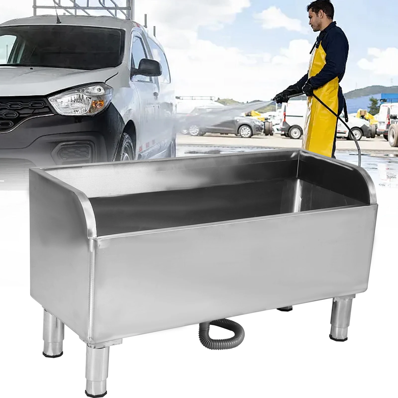 สถานีทำความสะอาดแบบมีที่วางไม้ถูพื้นสแตนเลส ความจุขนาดใหญ่ ทนทาน สำหรับใช้ในบ้านและเชิงพาณิชย์