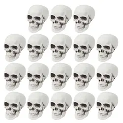 18pcs Halloween Skull Heads Scary Prank Props Terrifying Skull Mini Plastic Ornament For Haunted House Skull Model
