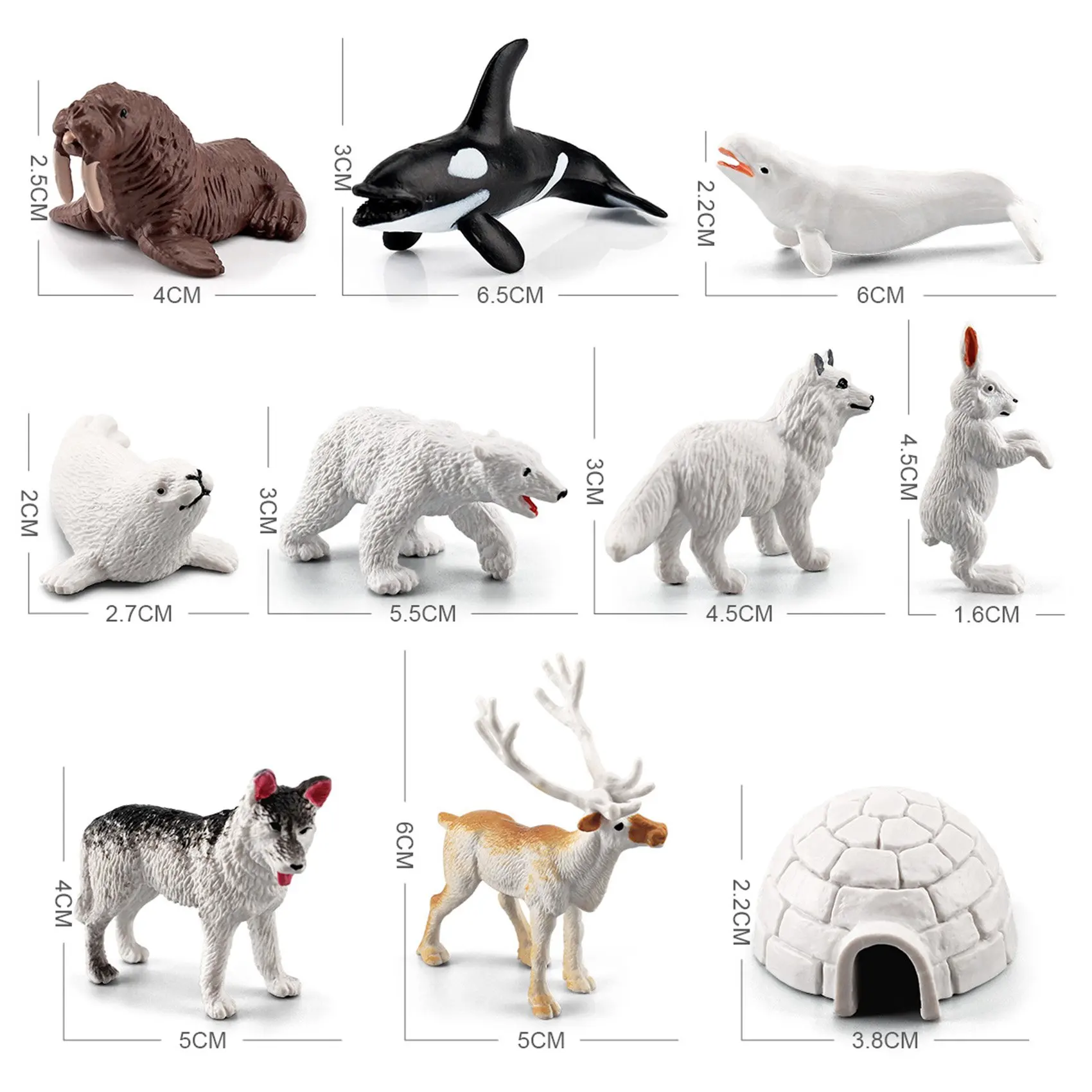 10 Stuks Mini Simulatie Ijsbeer Beluga Bunny Seals Ijsbeer Rendier Arctic Animal Set Kid Cognitieve Onderwijs Speelgoed