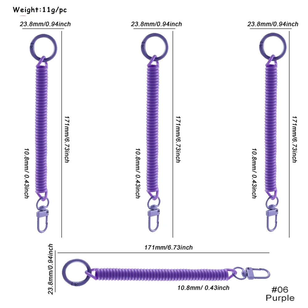 4pcs Colorful Spiral Elastic Spring Rope Keychain Key Metal Carabiner For Anti-lost Phone Spring Key Cord Clasp ID Card Hook