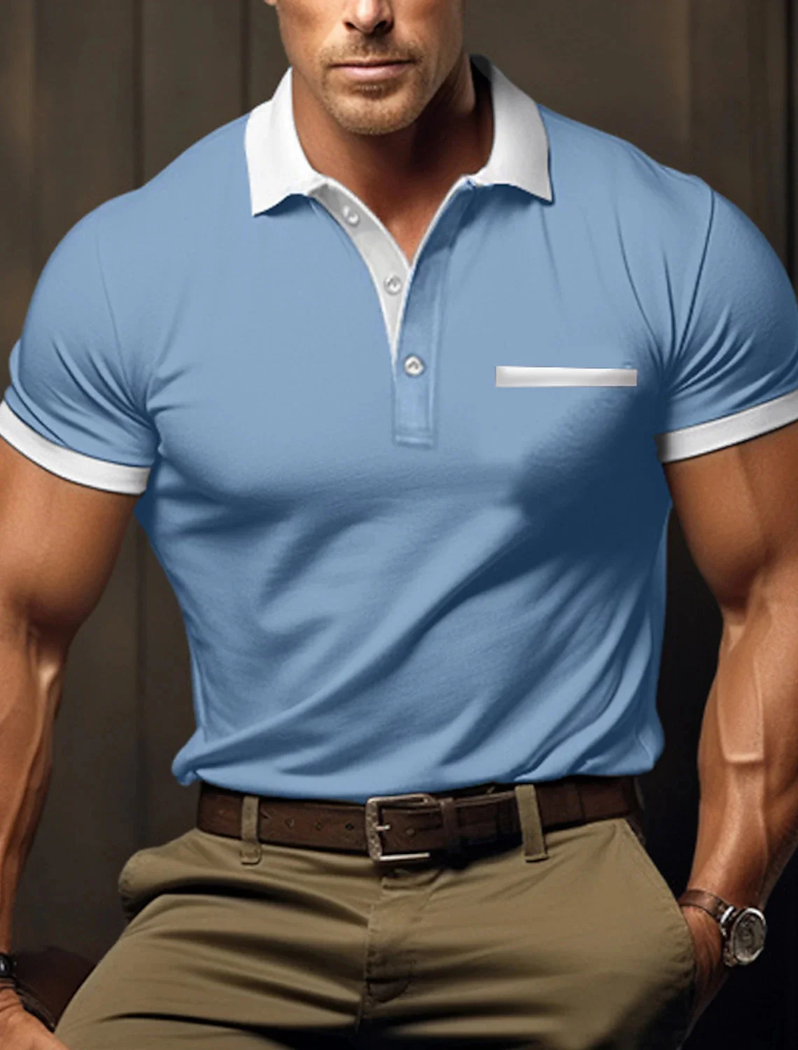 2024Men\'s New T-shirt Classic Short sleeved Polo Shirt Mens Fashion Solid Short Sleeved Polo Shirt Summer Breathable Comfortable