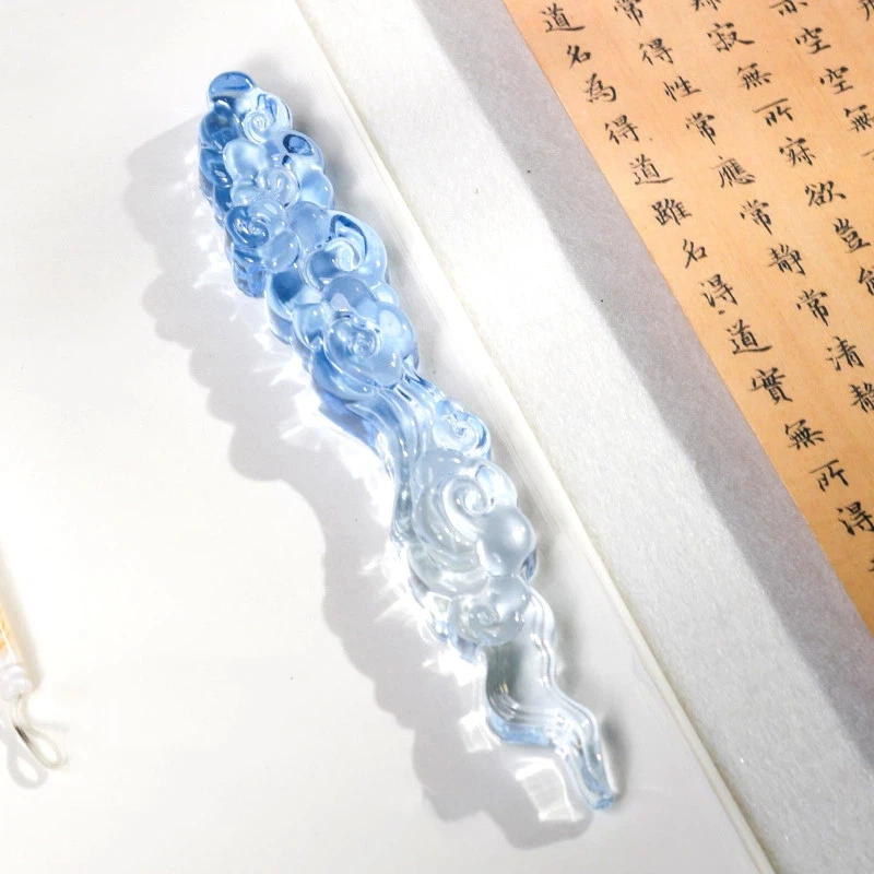 Crystal Paperweight with Cloud Pattern for Calligraphy Desk Decoration Gift Chinese Style For Gift-giving or Personal Use