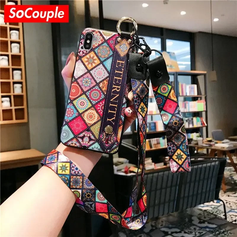 SoCouple Wrist Strap Lanyard Case For Samsung S23 S21 S22 Plus Ultra S20 FE A12 52 72 32 54 53 51 71 Note 20 Phone Holder Case