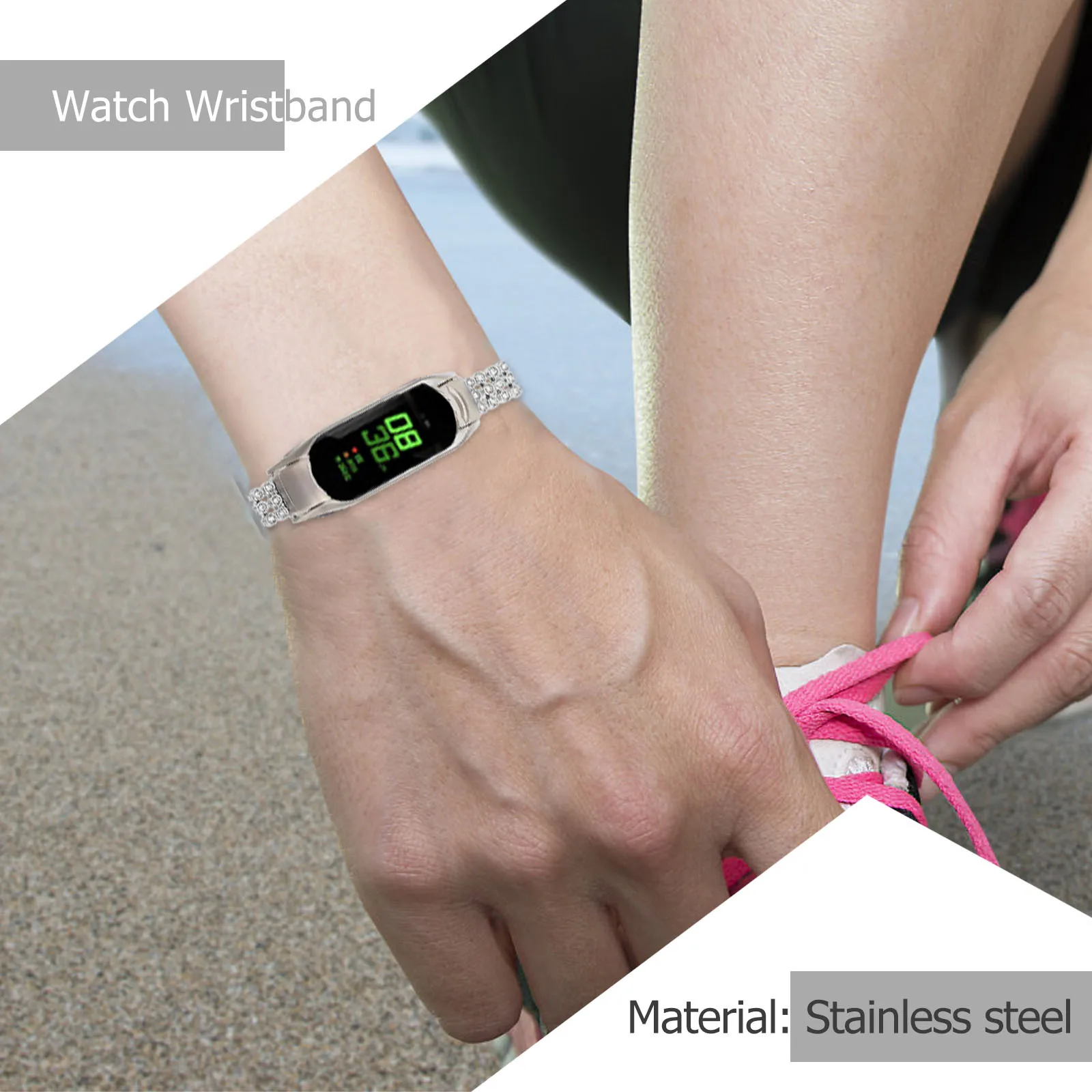 

1 pc Shiny Stainless Watch Band Replacement For 5 Durable Anti-Rust Modern Chic Wristband Fashion Accessory For Daily