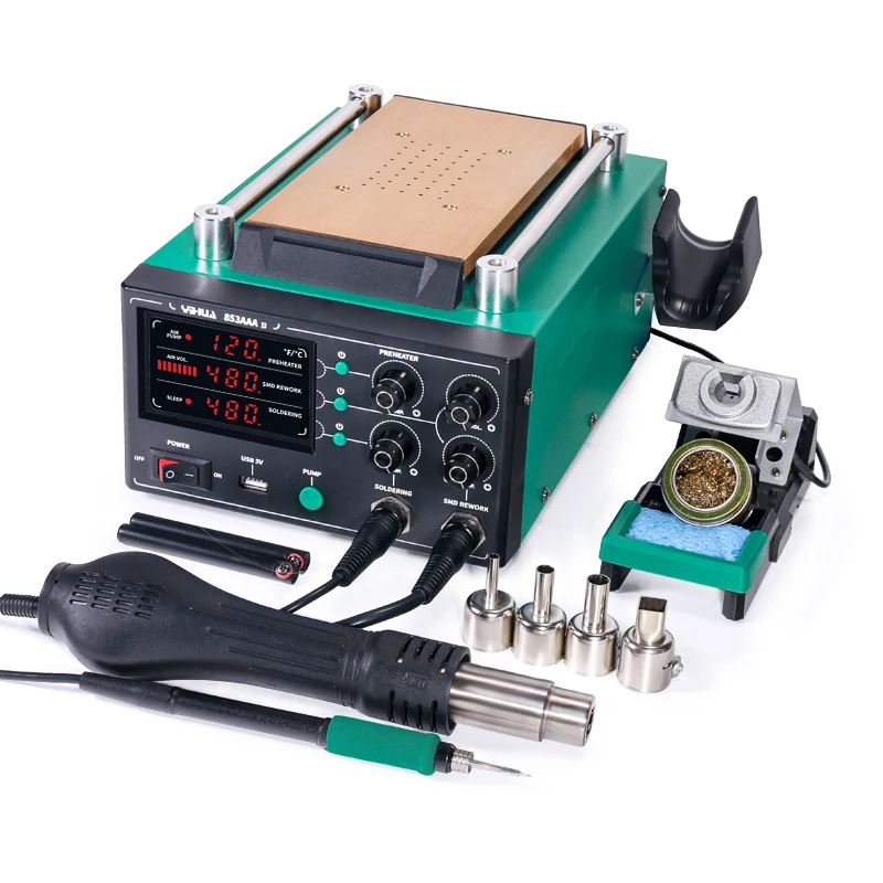 

Digital 3-in-1 BGA Rework Station YIHUA 853AAA-II 100-480°C Hot Air Gun & Preheat Table