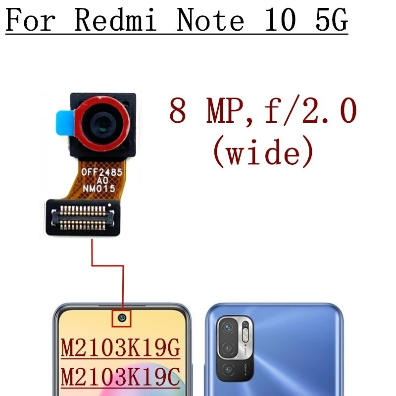 Rear Camera For Xiaomi Redmi Note 10 5G M2103K19G, M2103K19C Front Selfie Facing Back Wide Main Macro Depth Camera Flex Parts