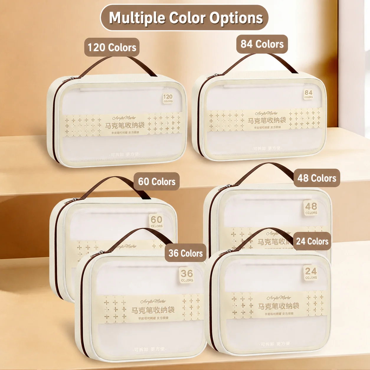 Pu Canvas Pencil Pouch Lightweight Acrylic Marker Storage Bag Large Capacity Pen Holder Portable Transparent Window Marker Case