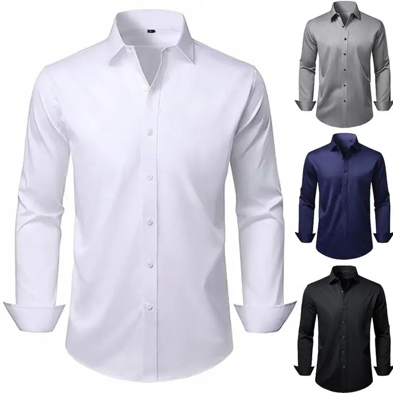 

Bla Long Sve Formal irt for Men Workwear Classic Fit ket Detail Daily Wear Non-Sinkage Long Sved irt