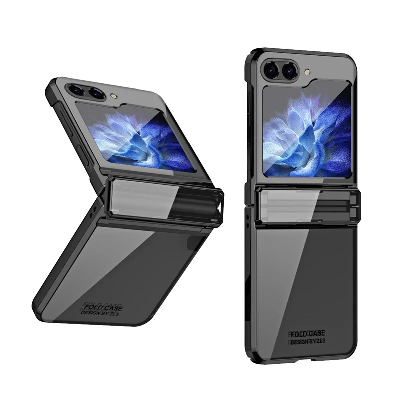 

For Samsung Galaxy Z Flip 6 5 4 3 5G Flip6 phone Case Fashion Electroplate Transparent Hinge Folding Shockproof Protection Cover