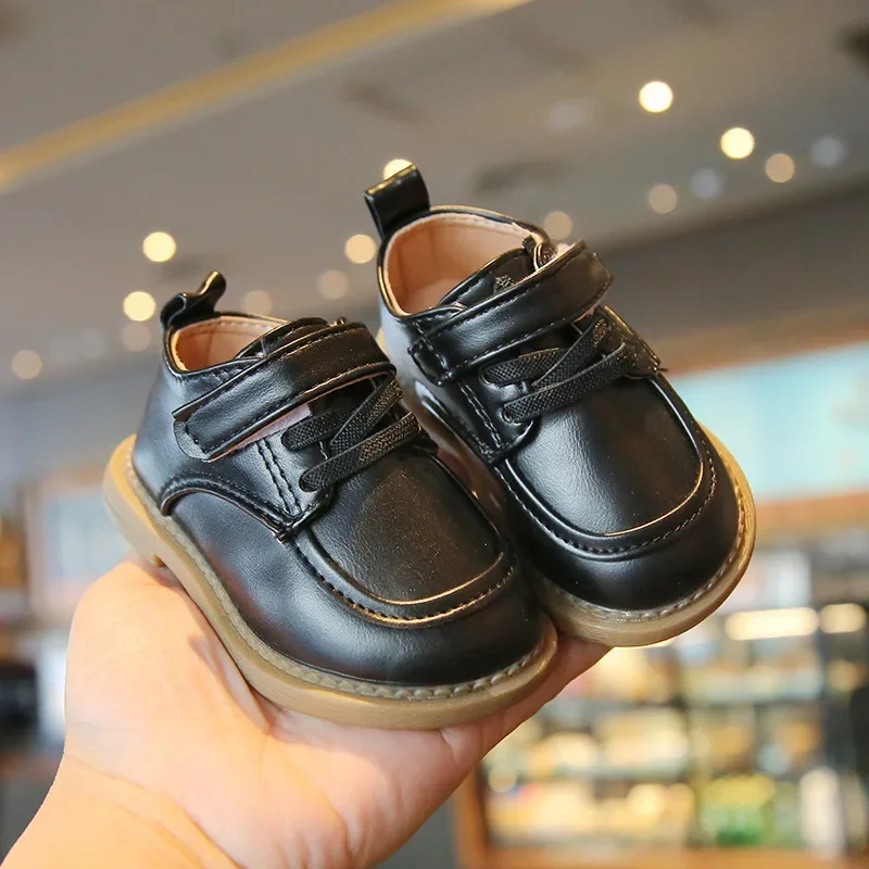 Baby Kids Small Leather Shoes British Style Boys Girls Walking Shoes Soft Sole 2024 New Children Flat Shoes Casual Comfortable