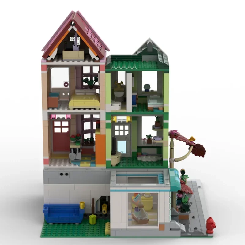 

Springfield Model Moc Building Bricks Corner Apartments & Store Technology Modular Blocks Gifts Christmas Toys DIY Assembly Sets
