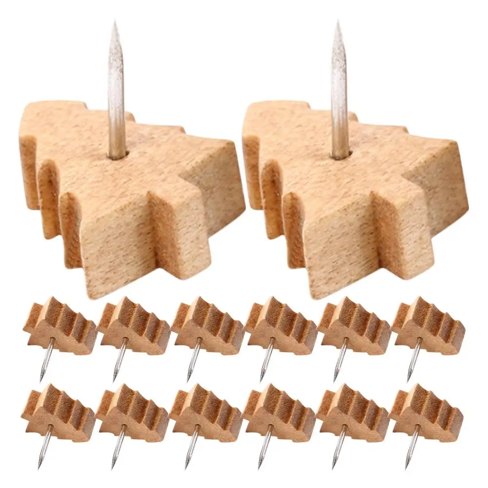 80 Pcs Tree Pattern Wooden Push Pins Decorative Cork Board Photo Wall Message Board Thumb Tacks Office Craft Project