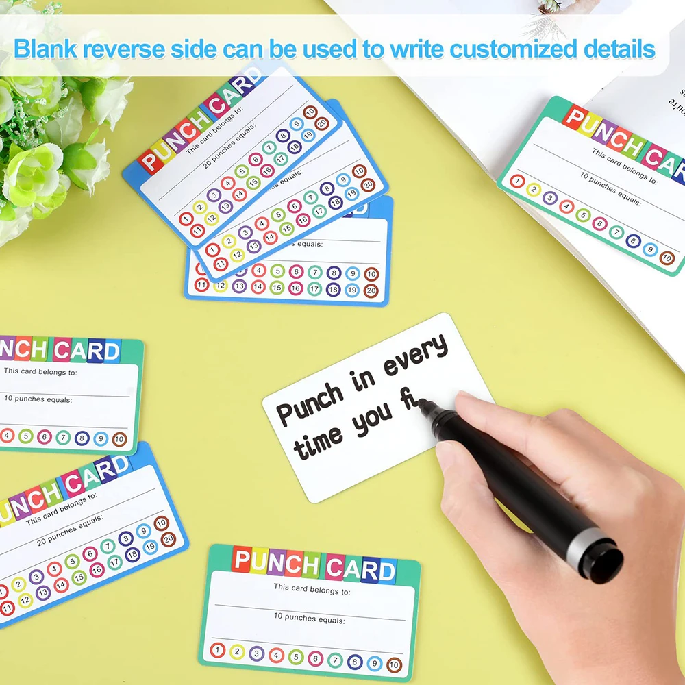 50Pcs Good Habits Develop Punch Cards Record Children\'s Behavior Reward Card Teaching Encourage Kids Classroom Motivational Card