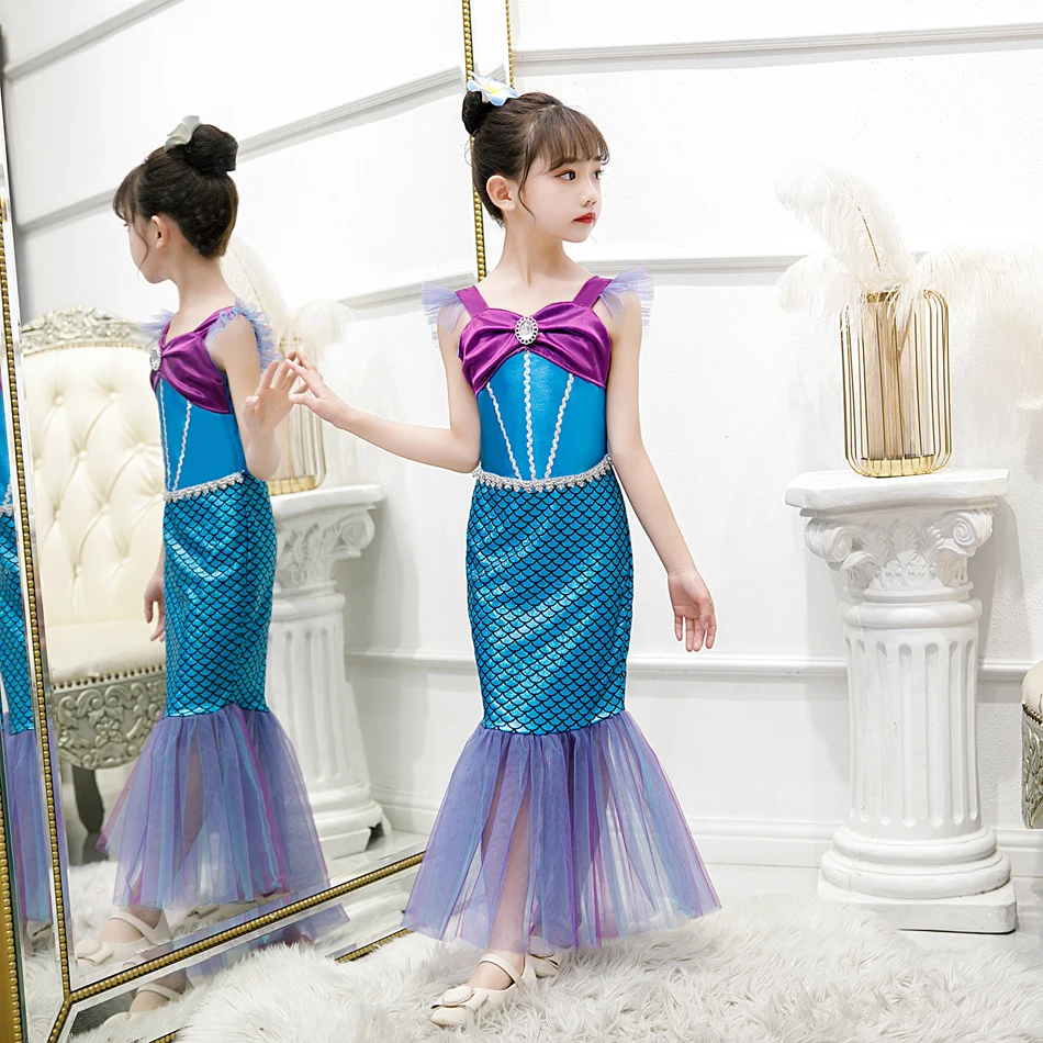 Girls Mermaid Ariel Princess Cosplay Dress Cosplay Costumes Kids Baby Halloween Birthday Party Children Carnival Party Fairy