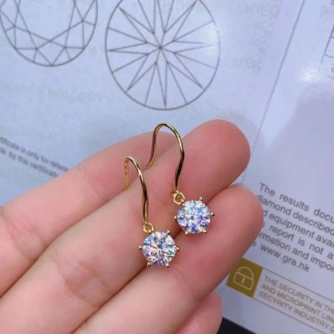 

High-quality 1 Carat Mosanite Classic Simple Drop Earrings 925 Sterling Silver Stylish Fine Jewelry for Women