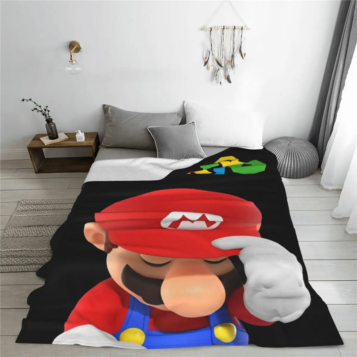 M-Mario-Bros Cartoon Blankets Flannel Spring/Autumn Game Multi-function Soft Throw Blankets for Sofa Travel Quilt