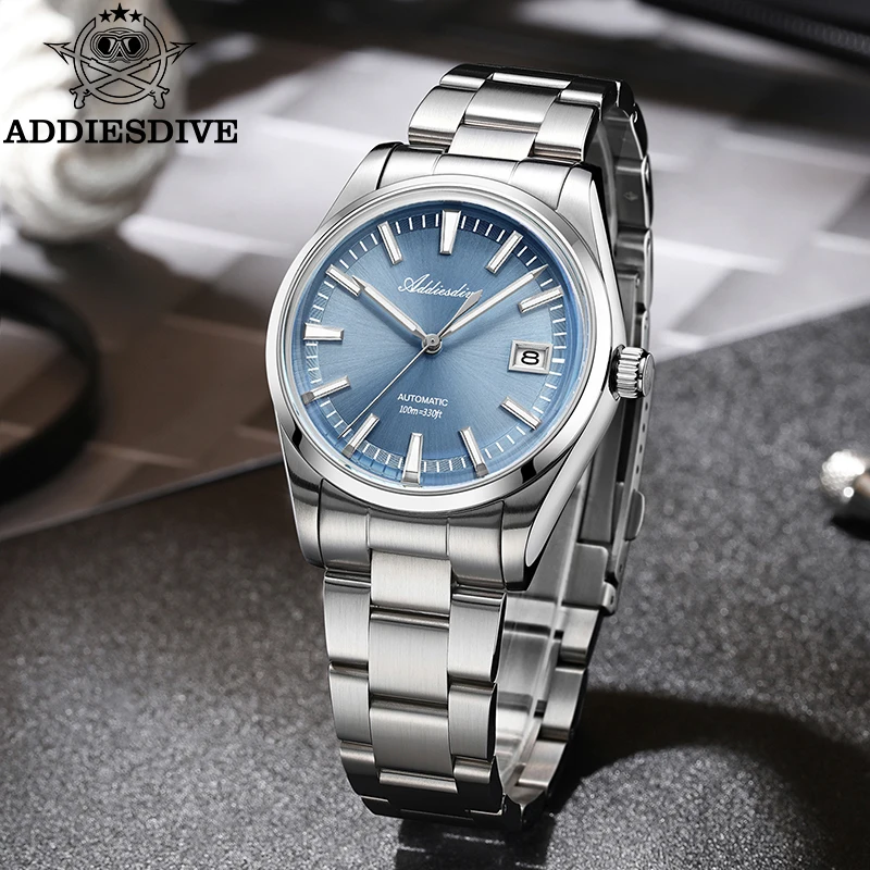 ADDIESDIVE-Montre-bracelet automatique pour homme, NH35, mécanique, étanche, verre à bulles de 100m, 39mm, AD2077, nouveau