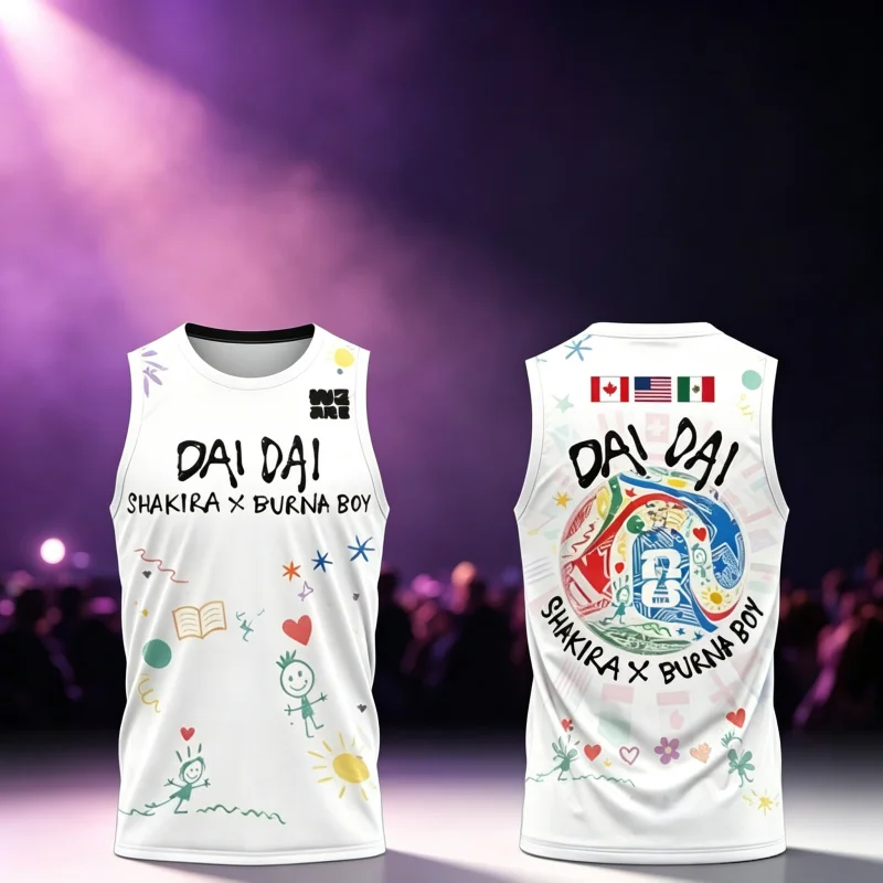 Summer Latest New Singer Shakira US Canada Mexico Theme Song Sports Jersey Vest Men Women Surrounding Fans Top Family Kids Tees
